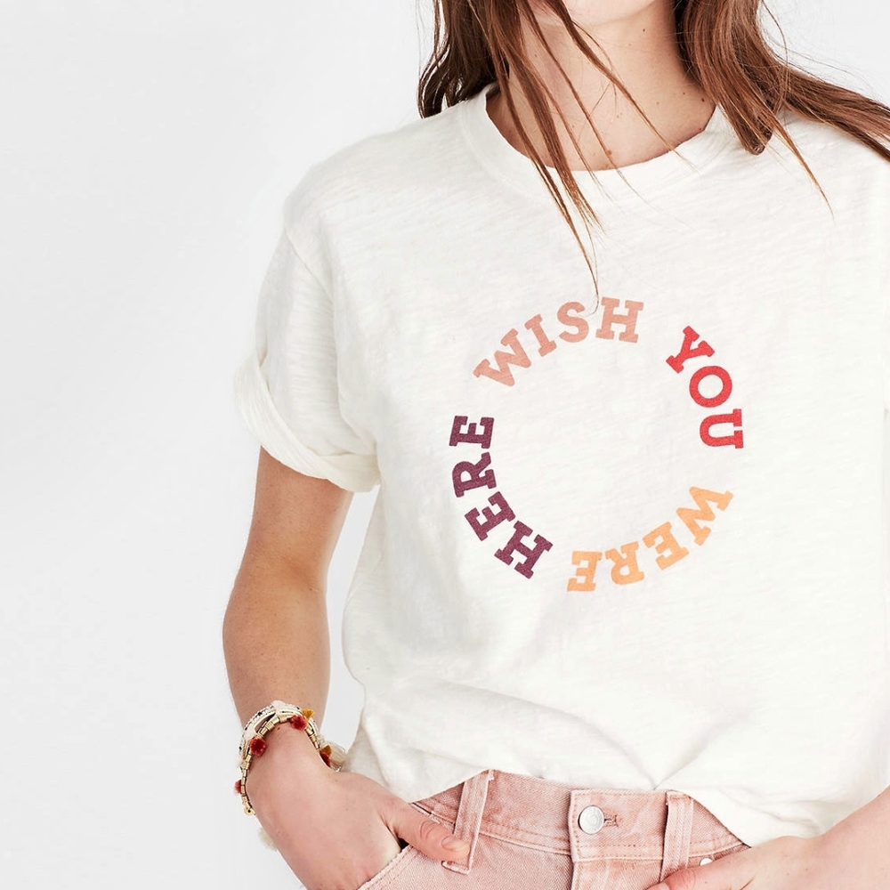 MADEWELL Ivory Wish You Were Here Graphic Tee